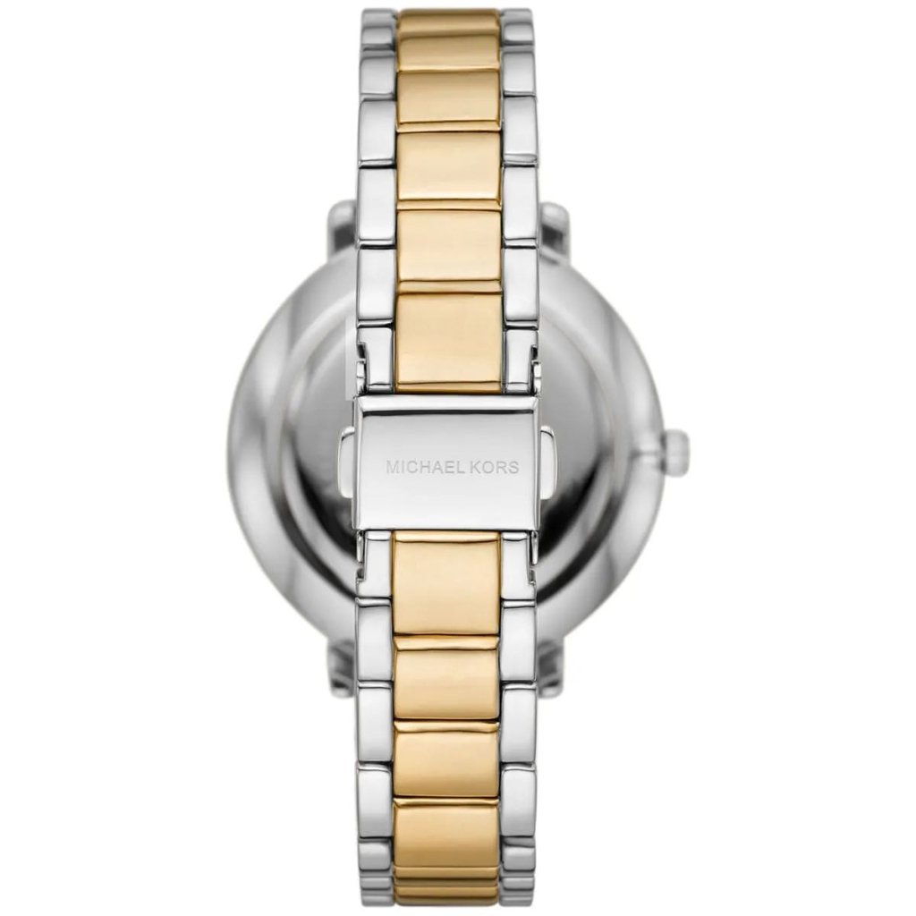 Michael Kors Watch For Women Pyper With White dial , Featured with MK Logo dial Stainless steel Metal belt with Silver and Gold color - cornerwatchesstore