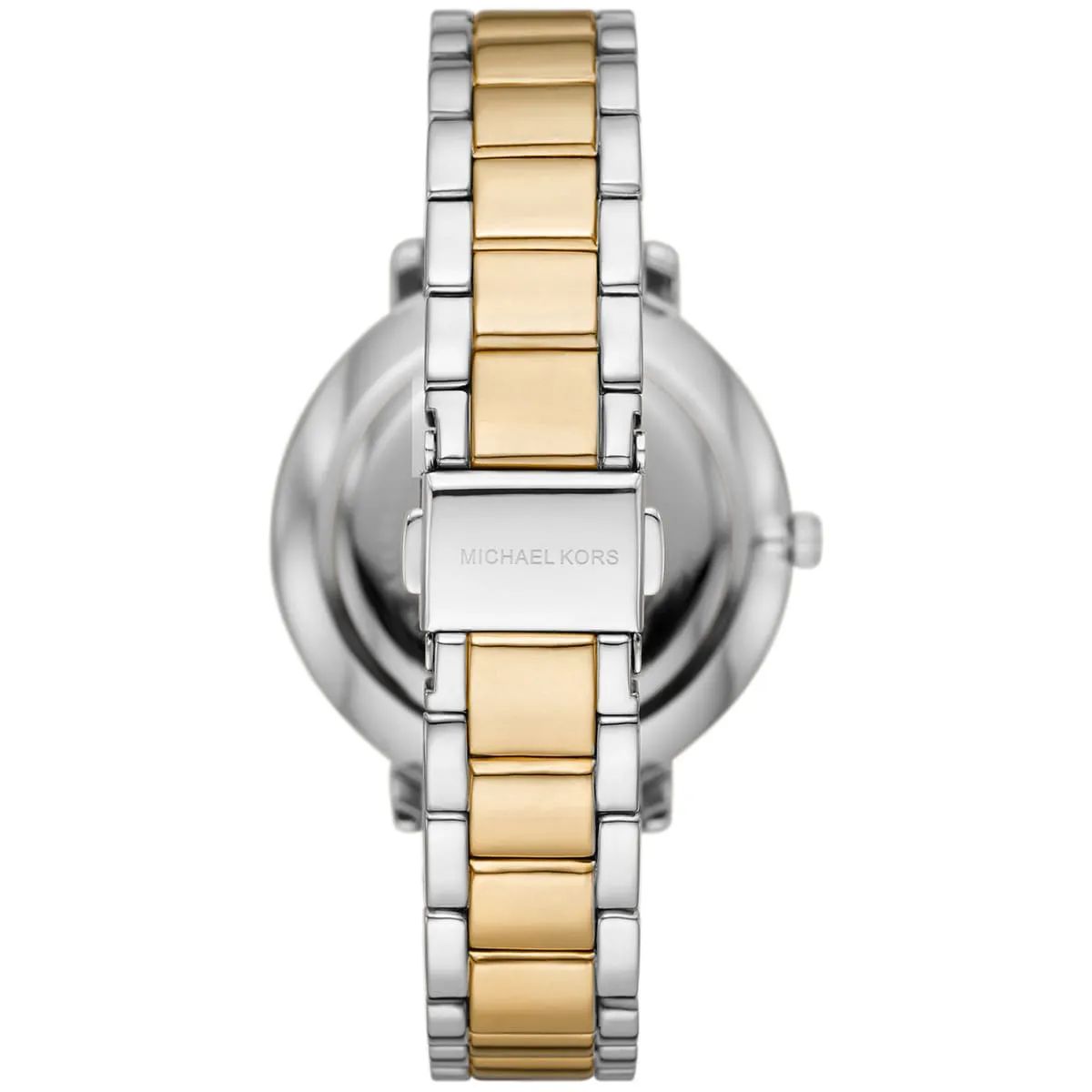 Michael Kors Watch For Women Pyper With White dial , Featured with MK Logo dial Stainless steel Metal belt with Silver and Gold color