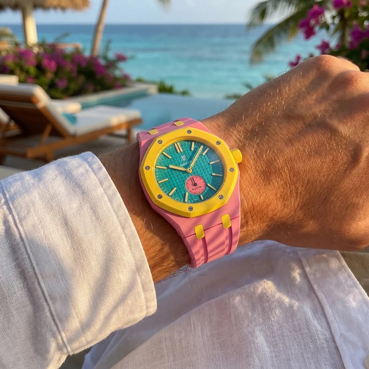 Audemars Piguet x Swatch Royal Pop OTG ROZ Mirror Pocket Watch - Turquoise - Unisex - View 4
