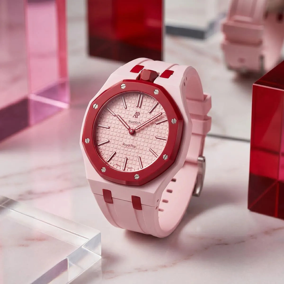 Audemars Piguet x Swatch Royal Pop OTTO ROSSO Mirror Pocket Watch - Pink - Unisex - View 6