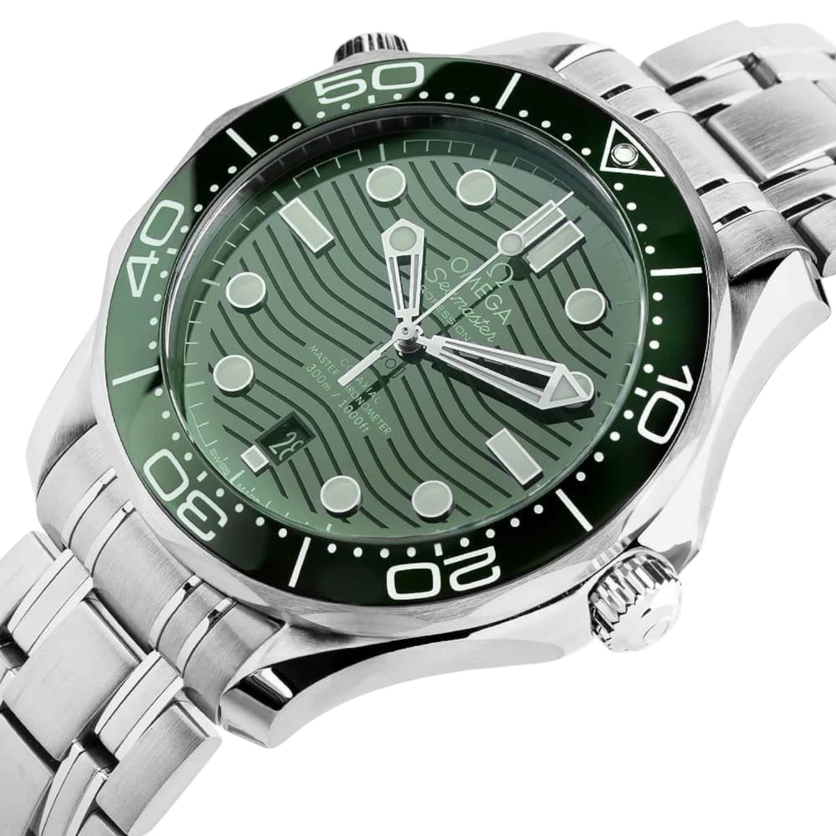 Omega Seamaster Mirror Original Watch for Men - Green Dial, Silver Metal Strap - Image 6