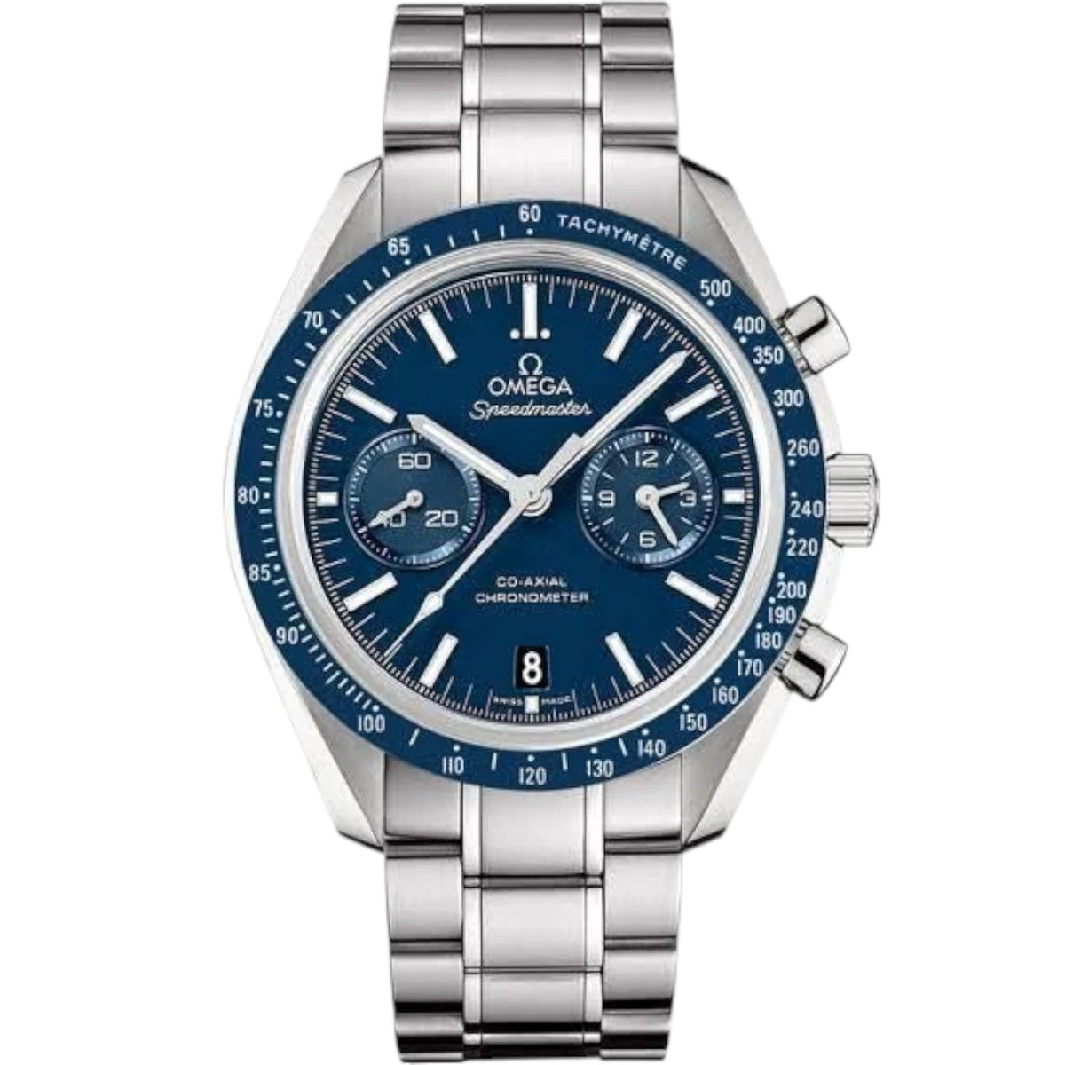 Omega Speedmaster Mirror Original Watch for Men - Blue Dial, Silver Metal Strap - Image 1