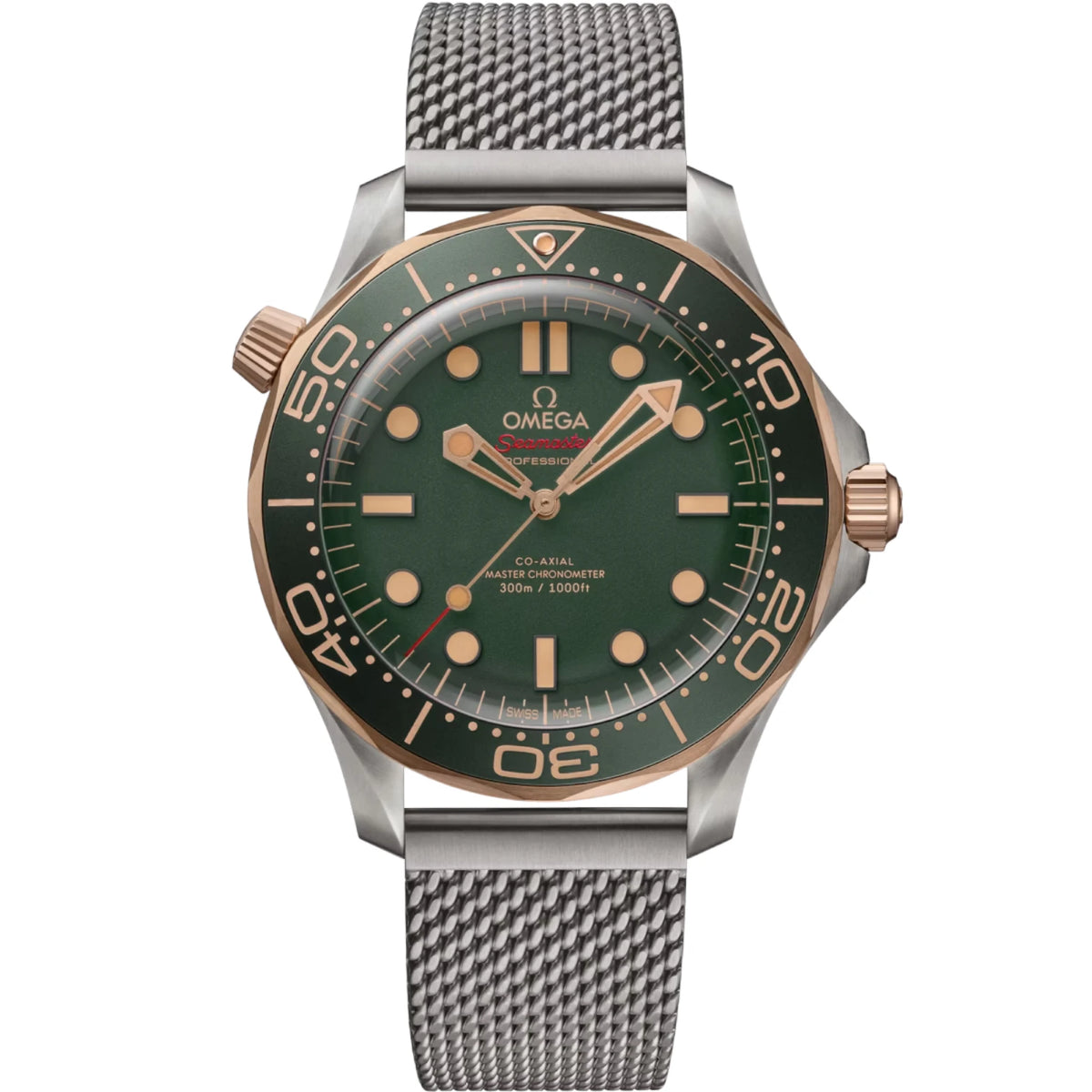 Omega Seamaster Mirror Original Watch for Men - Green Dial, Gray Metal Strap - Image 1