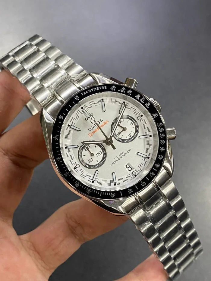Omega Speedmaster Mirror Original Watch for Men - White Dial, Silver Metal Strap - Image 3