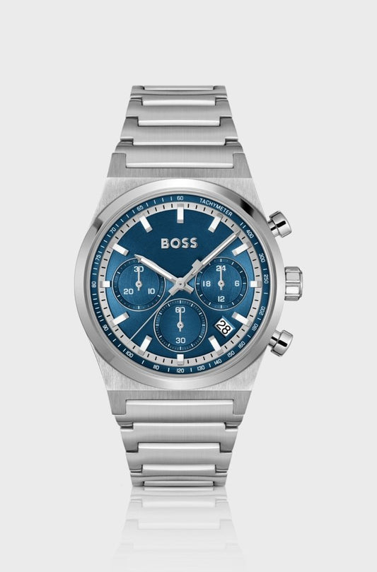 Boss Silver-tone chronograph watch with blue dial - cornerwatchesstore