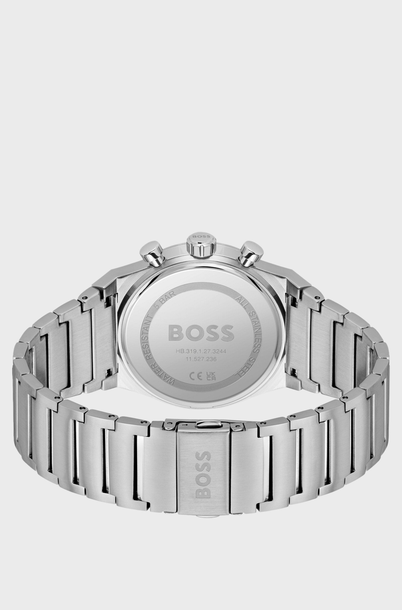 Boss Silver-tone chronograph watch with blue dial