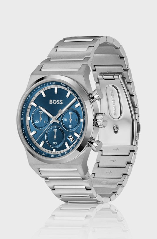 Boss Silver-tone chronograph watch with blue dial - cornerwatchesstore