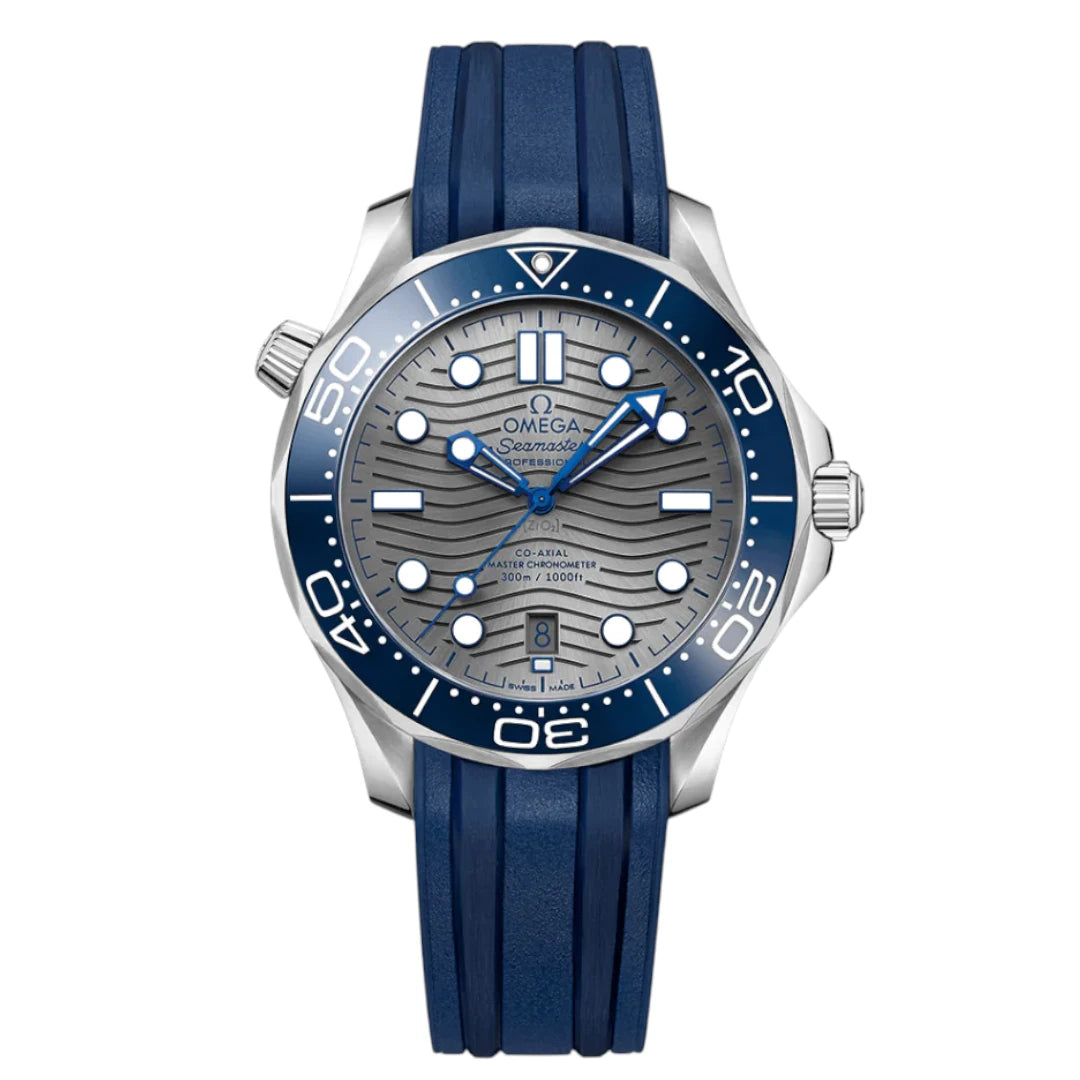 Omega Seamaster Mirror Original Watch for Men - Gray Dial, Blue Rubber Strap - Image 1