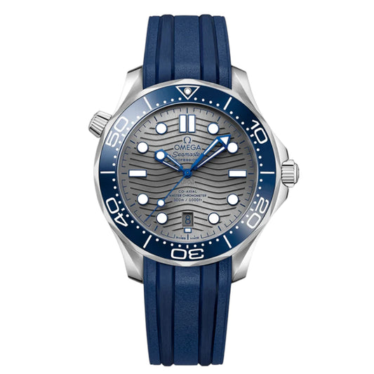 Omega Seamaster Mirror Original Watch for Men - Gray Dial, Blue Rubber Strap - Image 1