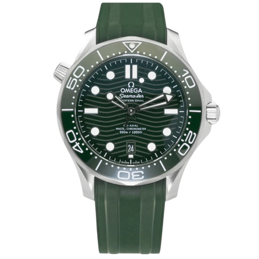 Omega Seamaster Mirror Original Watch for Men - Green Dial, Green Rubber Strap - Image 1