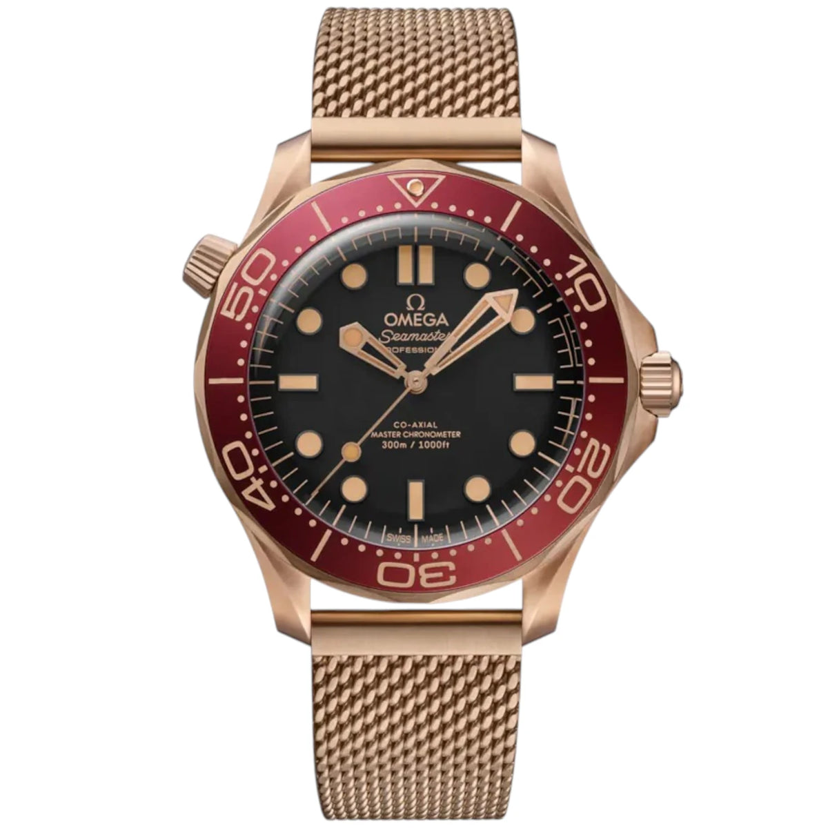 Omega Seamaster Mirror Original Watch for Men - Black Dial, Copper Metal Strap - Image 1