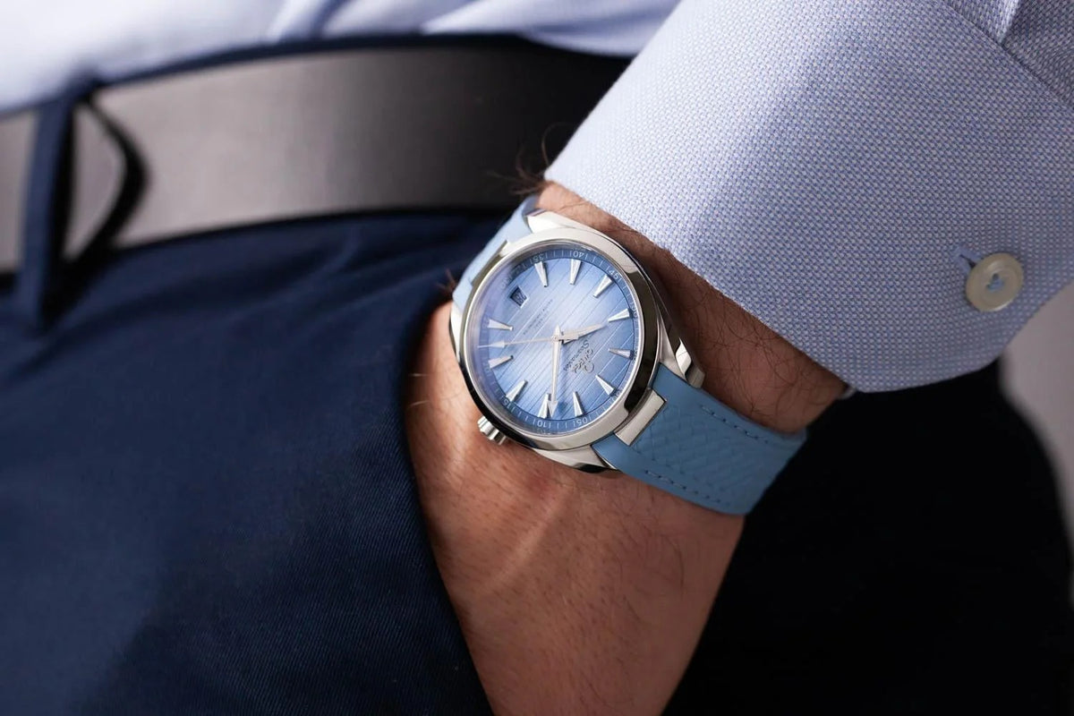 Omega Seamaster Mirror Original Watch for Men - Blue Dial, Blue Rubber Strap - Image 3