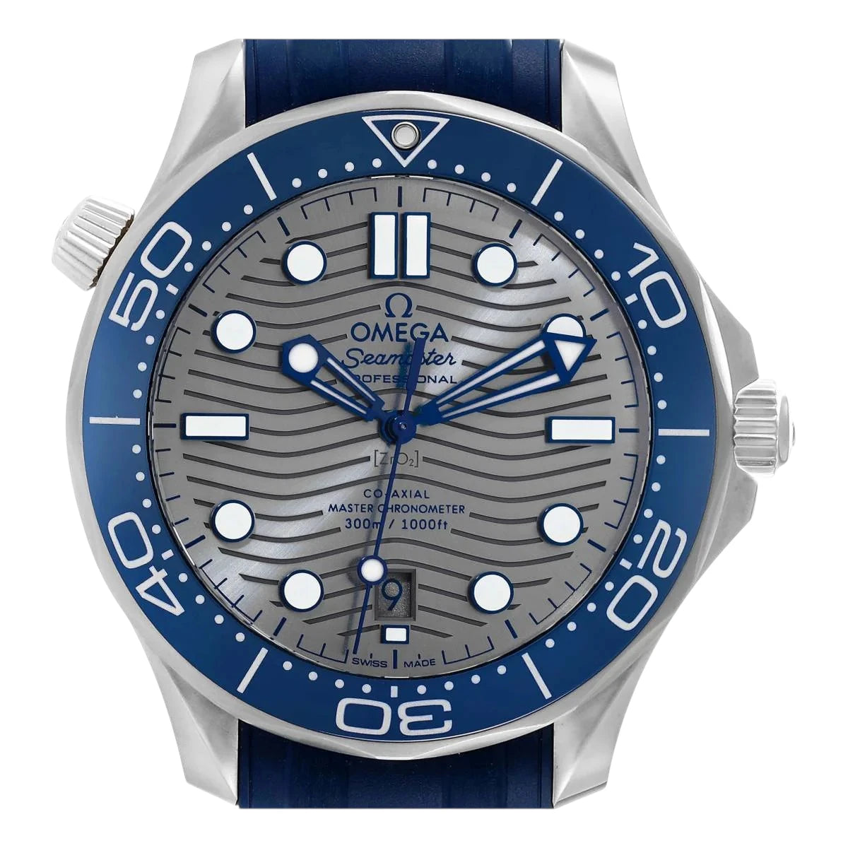 Omega Seamaster Mirror Original Watch for Men - Gray Dial, Blue Rubber Strap - Image 2