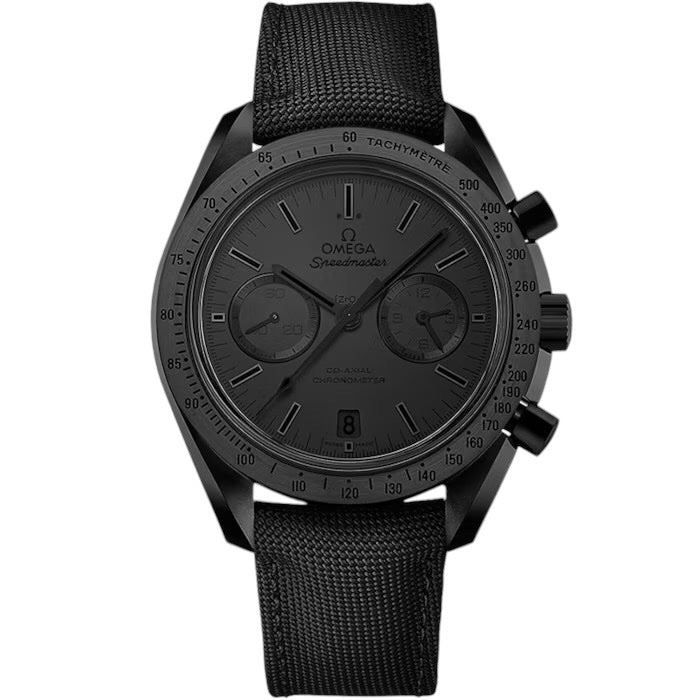Omega Seamaster Chronometer Mirror Original Watch for Men - Black Dial, Black Fabric Strap - Image 1
