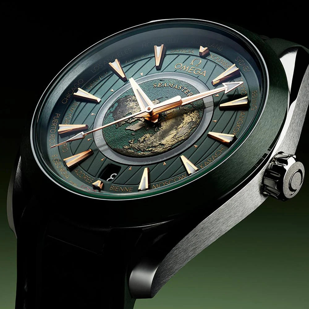 Omega Seamaster Mirror Original Watch for Men - Green Dial, Green Rubber Strap - Image 3