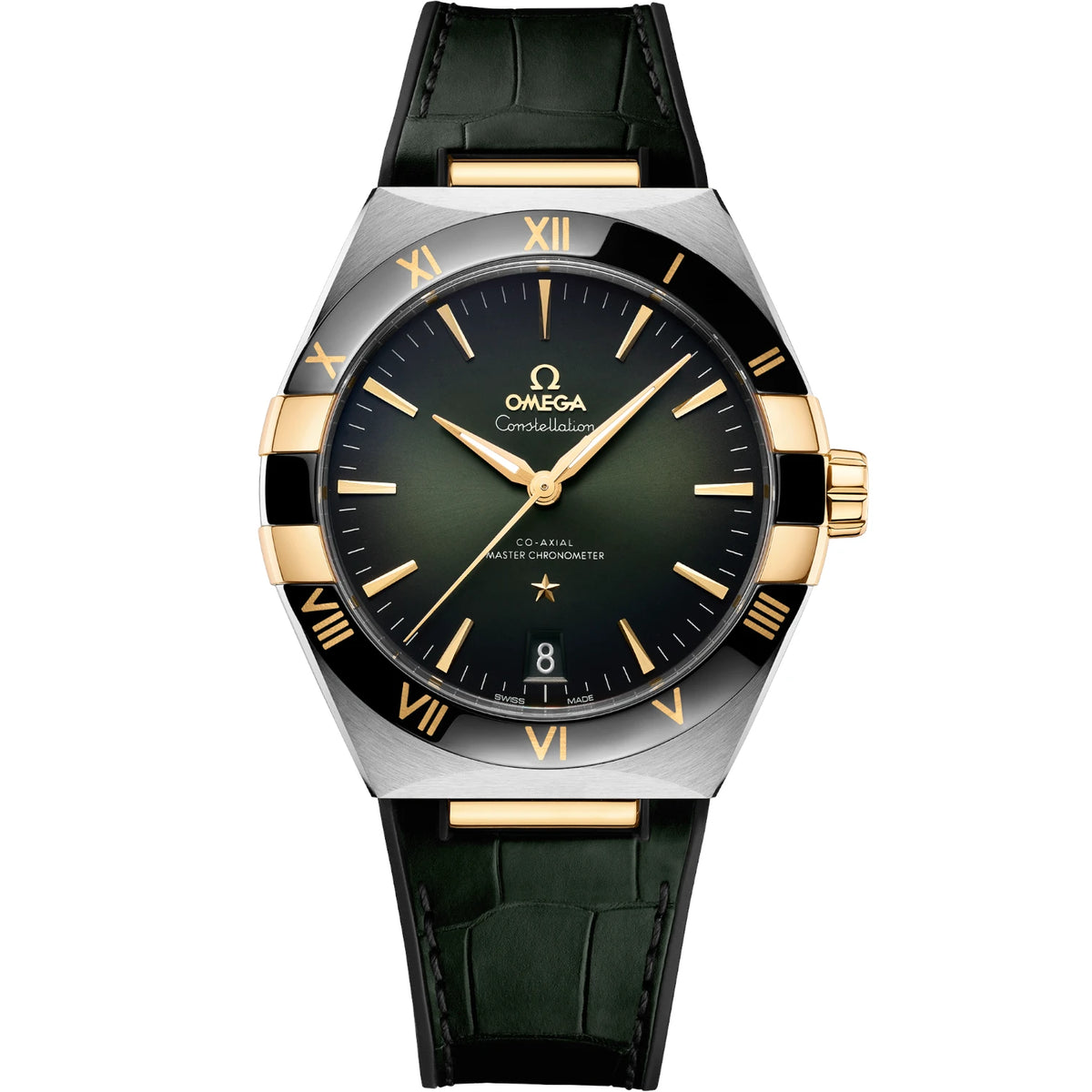 Omega Constellation Mirror Original Watch for Men - Blue Dial, Silver Leather Strap - Image 1