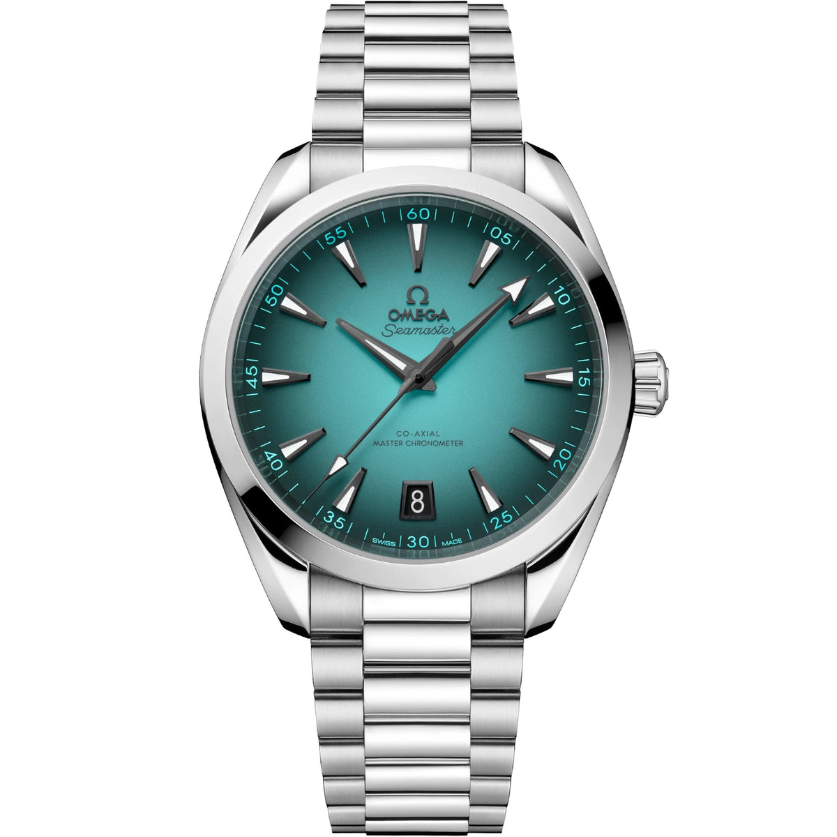 Omega Seamaster Aqua Terra Mirror Original Watch for Men - Turquoise Dial, Silver Metal Strap - Image 1