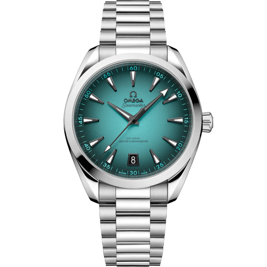 Omega Seamaster Aqua Terra Mirror Original Watch for Men - Turquoise Dial, Silver Metal Strap - Image 1