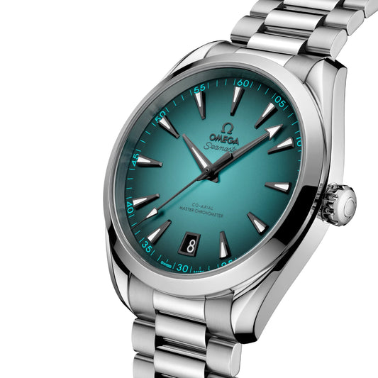 Omega Seamaster Aqua Terra Mirror Original Watch for Men - Turquoise Dial, Silver Metal Strap - Image 2