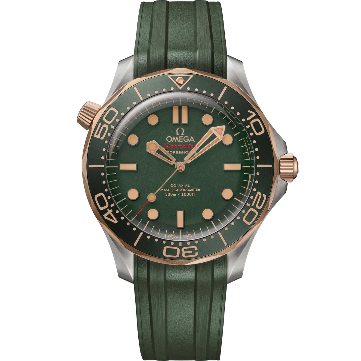 Omega Seamaster Mirror Original Watch for Men - Green Dial, Green Rubber Strap - Image 1