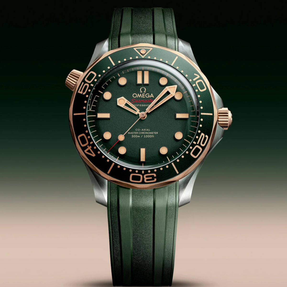 Omega Seamaster Mirror Original Watch for Men - Green Dial, Green Rubber Strap - Image 5