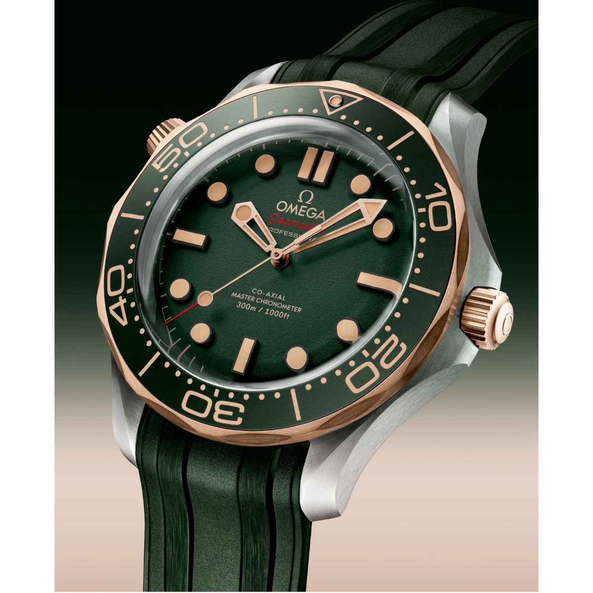 Omega Seamaster Mirror Original Watch for Men - Green Dial, Green Rubber Strap - Image 4