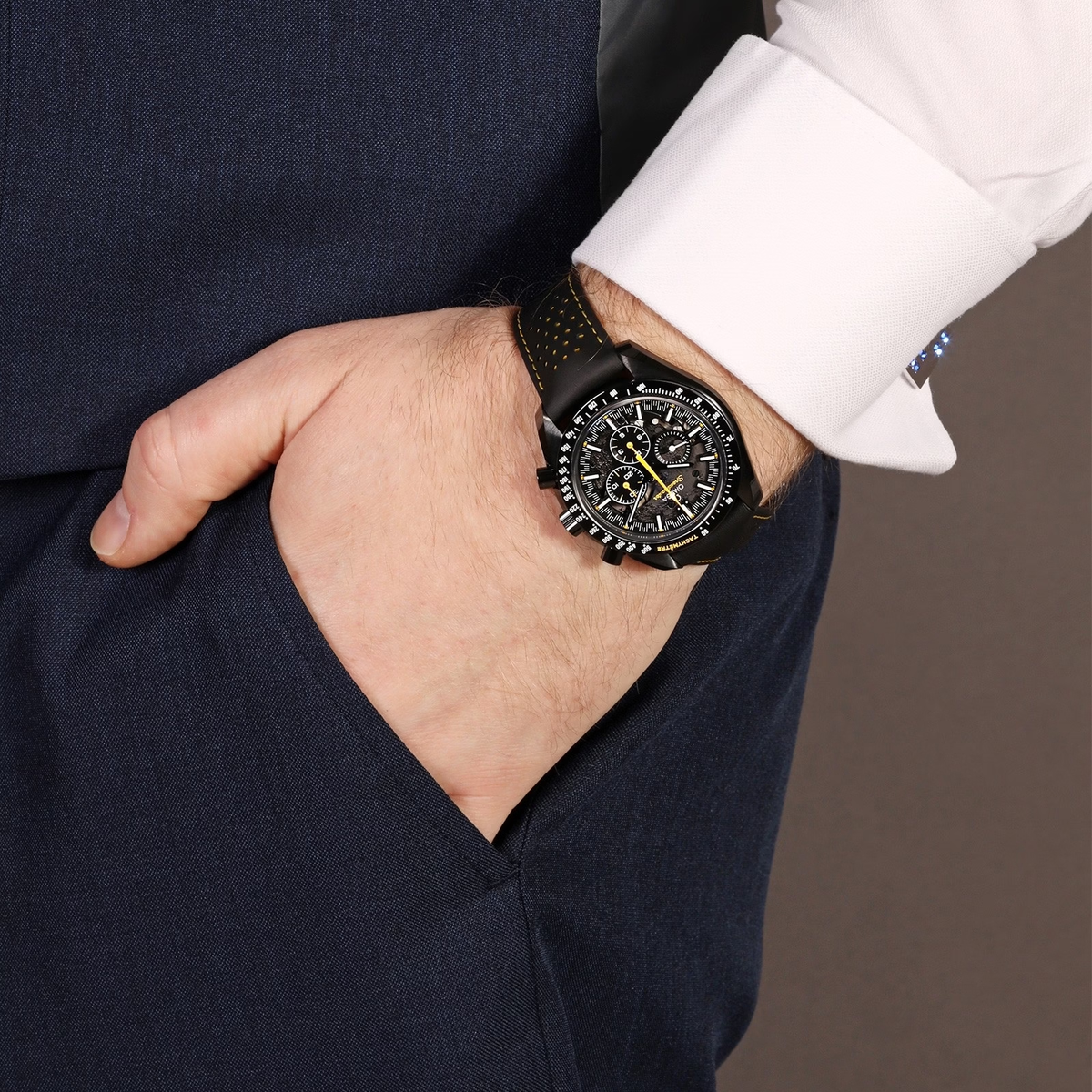Omega Seamaster Mirror Original Watch for Men - Black Dial, Black Leather Strap - Image 16