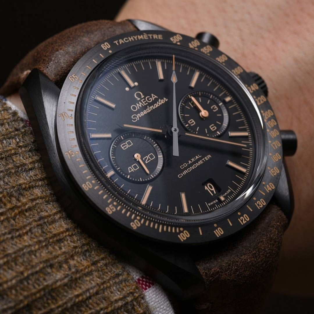 Omega Speedmaster Mirror Original Watch for Men - Black Dial, Brown Leather Strap - Image 5