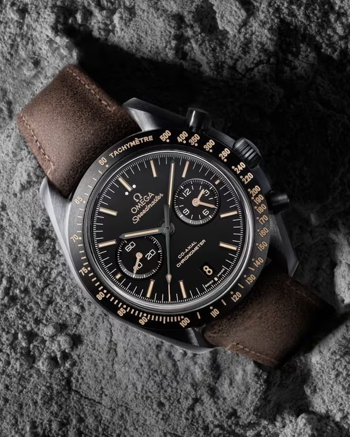 Omega Speedmaster Mirror Original Watch for Men - Black Dial, Brown Leather Strap - Image 7