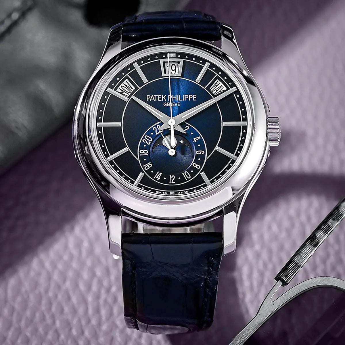 Patek Philippe Annual Calendar Moonphase Mirror Watch - Blue