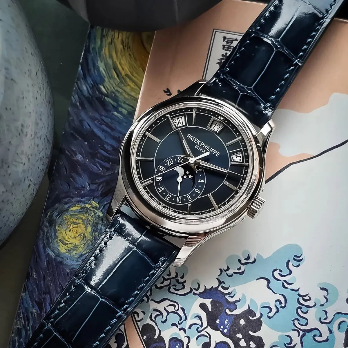 Patek Philippe Annual Calendar Moonphase Mirror Watch - Blue