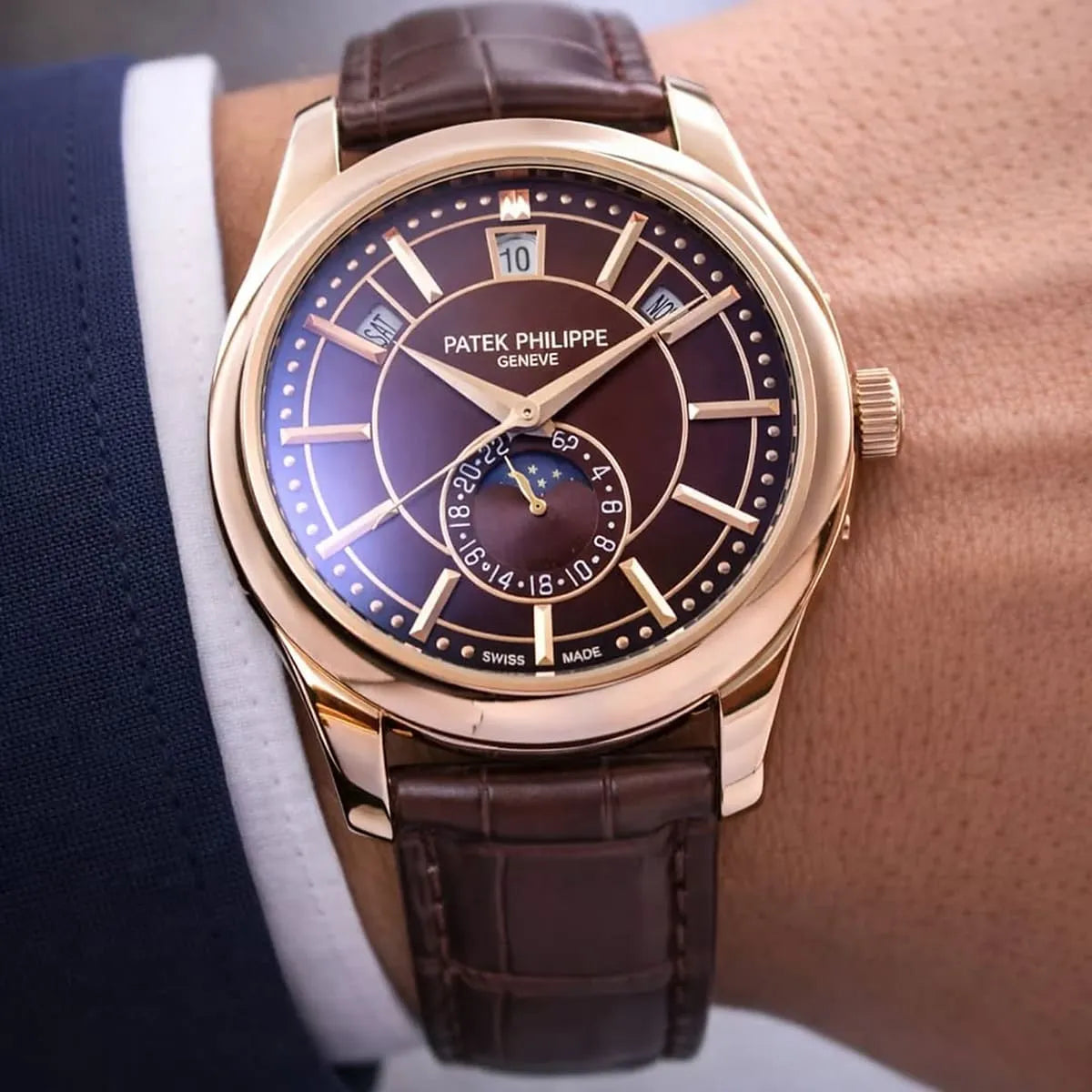 Patek Philippe Annual Calendar Moonphase Mirror Watch - Brown