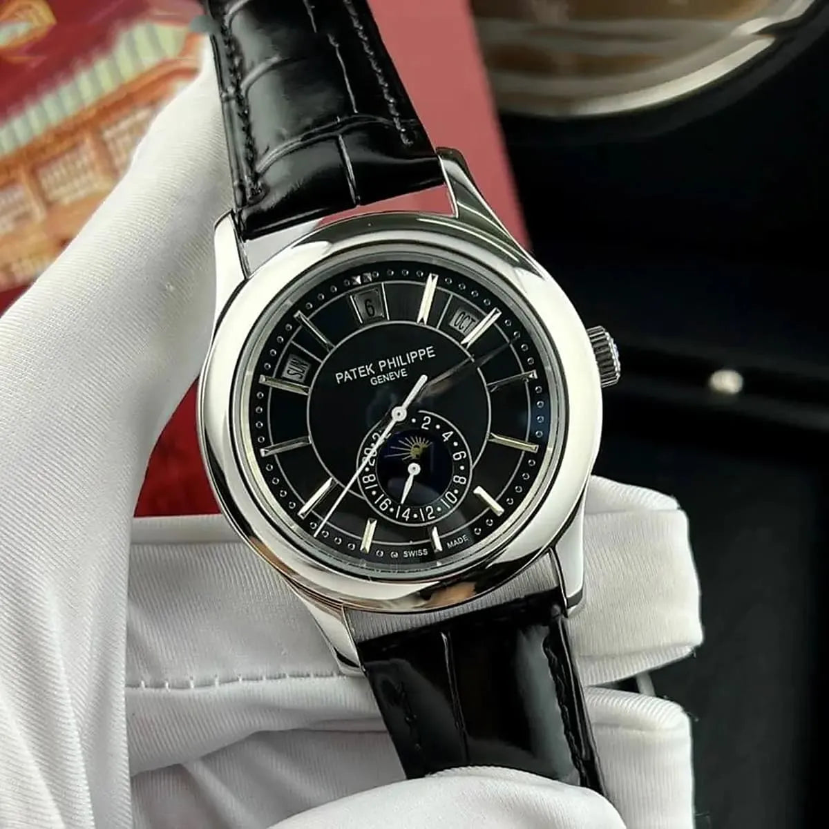 Patek Philippe Annual Calendar Moonphase Mirror Watch - Black