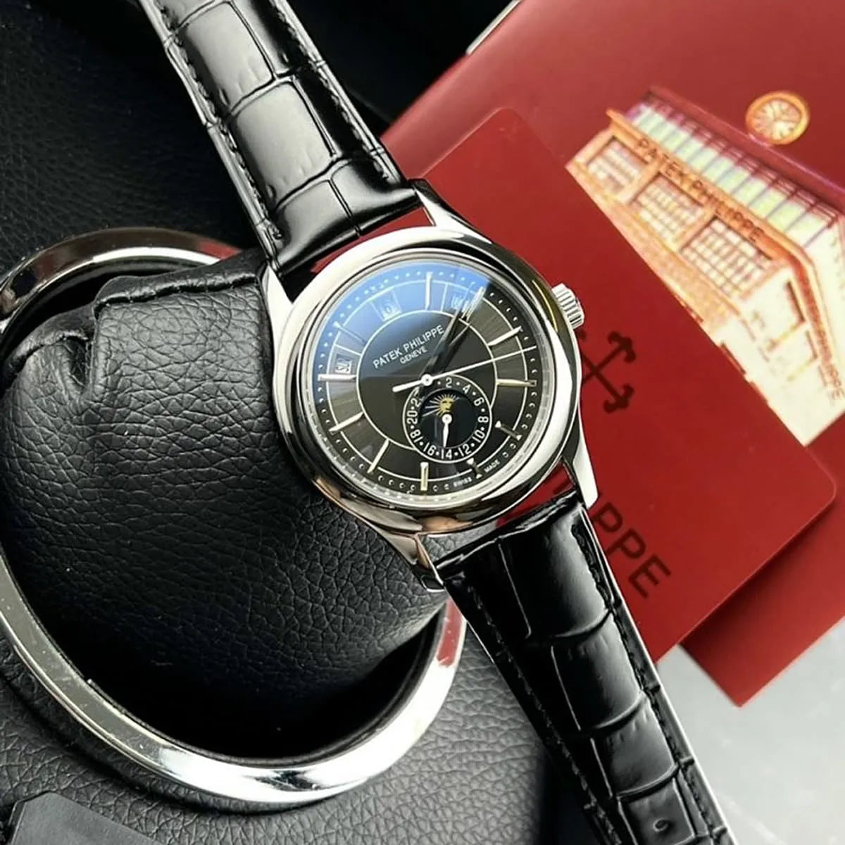 Patek Philippe Annual Calendar Moonphase Mirror Watch - Black