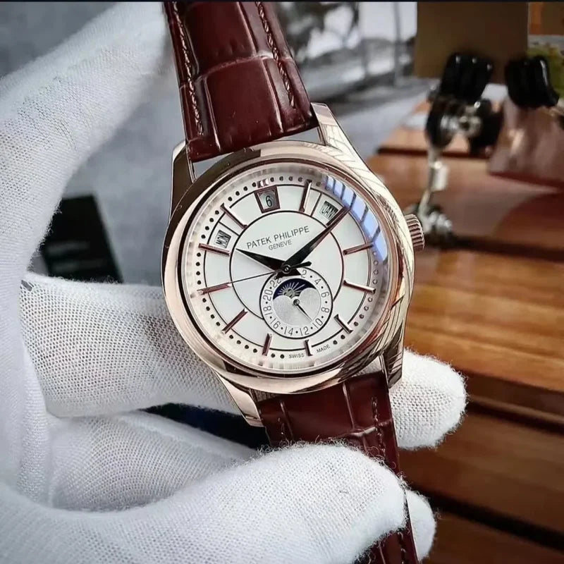 Patek Philippe Annual Calendar Moonphase Mirror Watch - White