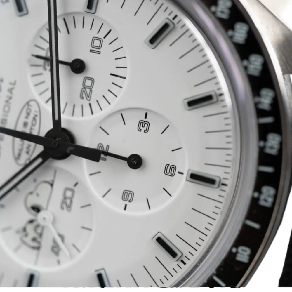 Omega Speedmaster Mirror Original Watch for Men - White Dial, Black Fabric Strap - Image 4