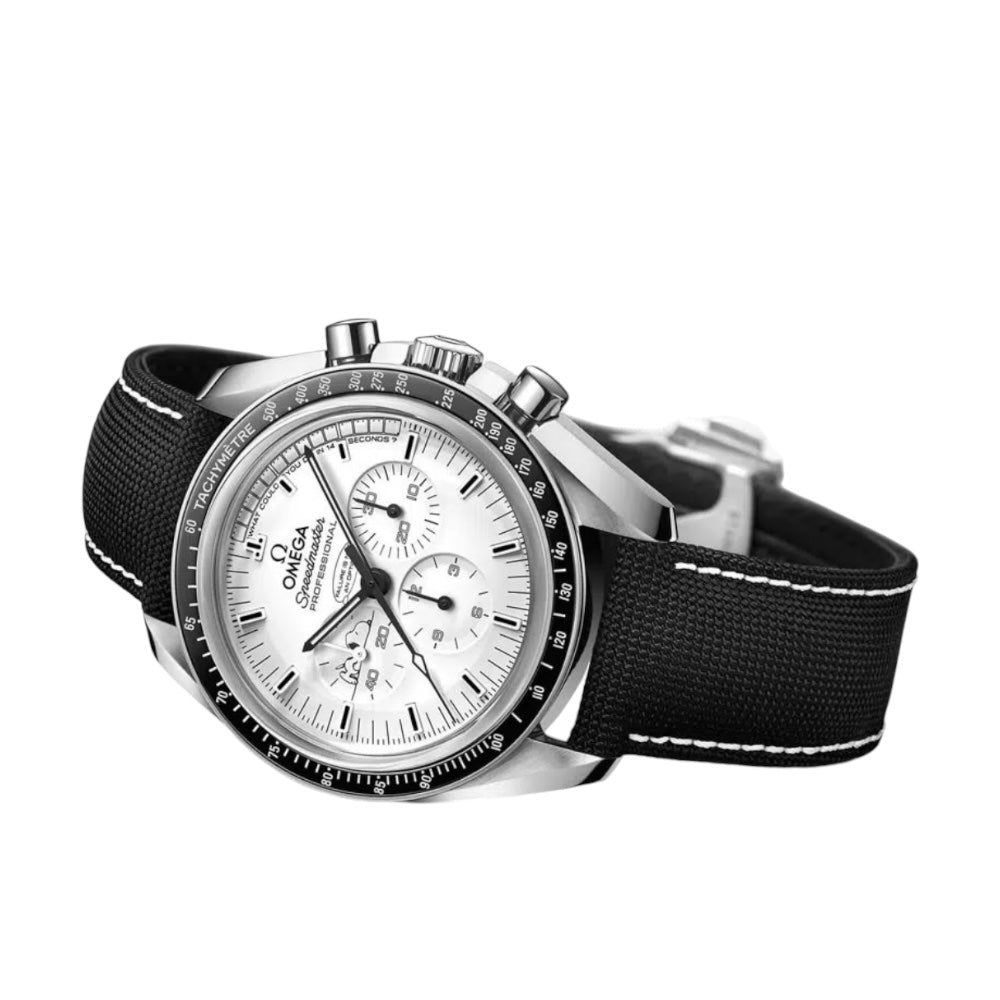 Omega Speedmaster Mirror Original Watch for Men - White Dial, Black Fabric Strap - Image 2
