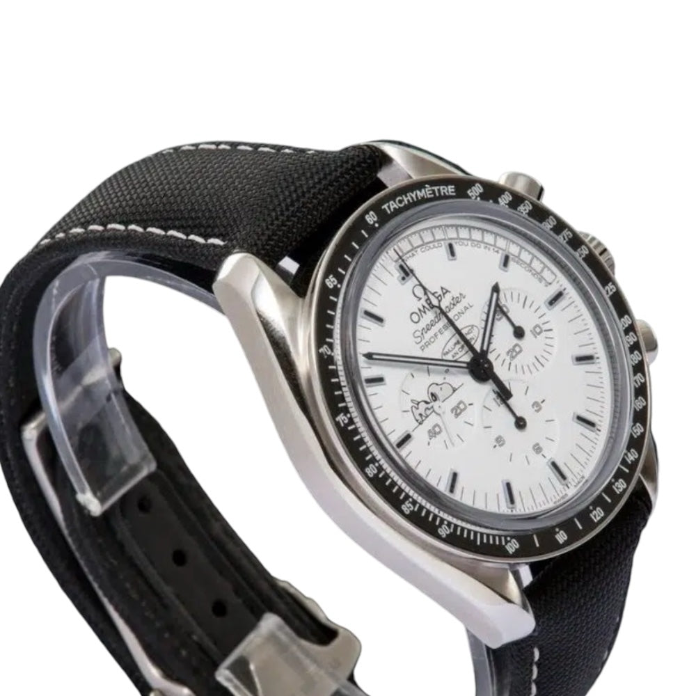 Omega Speedmaster Mirror Original Watch for Men - White Dial, Black Fabric Strap - Image 5