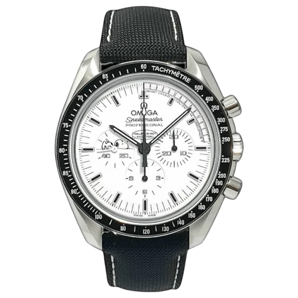 Omega Speedmaster Mirror Original Watch for Men - White Dial, Black Fabric Strap - Image 1